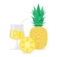 illustrazione vettoriale di frutta ananas. frutta estiva, per una vita sana e naturale. stile di colore piatto
