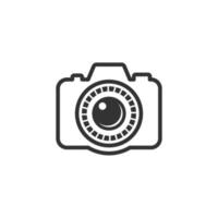 illustrazione vettoriale della fotocamera. buono per l'industria delle icone della fotocamera, della fotografia o della videografia. semplice linea arte piatta con stile di colore grigio