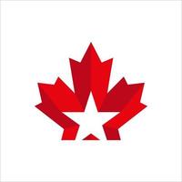 foglia d'acero con modello di logo vettoriale stella. buono per il design del giorno del Canada. stile di colore piatto