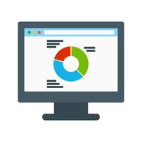 icona multicolore piatta delle statistiche online vettore