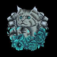 illustrazione del gatto in stile neon vettore