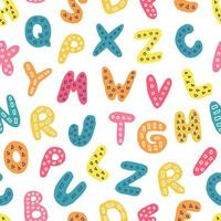 lettere colorate dell'alfabeto inglese su sfondo bianco, motivo vettoriale senza giunture