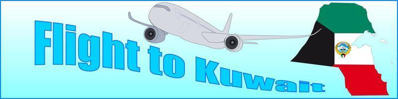 banner con la scritta volo per il kuwait vettore