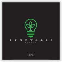 foglia verde e lampadina, energia rinnovabile, ecologia, natura, lampada, idea logo design template premium logo vettoriale premium elegante template vettoriale eps 10