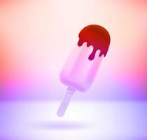 gelato dolce con effetto olografico. illustrazione vettoriale 3d