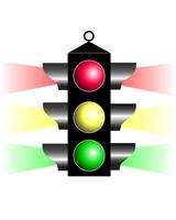 semaforo a tre colori su sfondo bianco vettore
