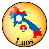 pulsante arancione con le mappe immagine del laos vettore