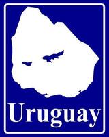 firmare come una mappa silhouette bianca dell'uruguay vettore