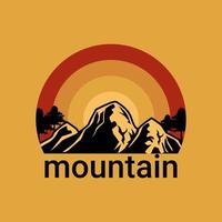 illustrazione vettoriale del disegno del segno del logo del paesaggio della collina della montagna