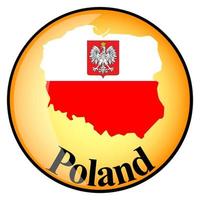 pulsante arancione con le mappe immagine della polonia vettore