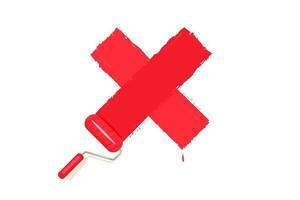 marcatura rossa x con rullo colorato. simbolo di divieto.