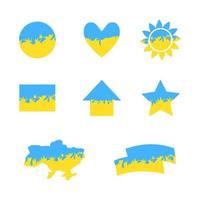 set di forme di colori della bandiera ucraina. forme diverse nei colori blu e giallo. territorio dell'Ucraina vettore