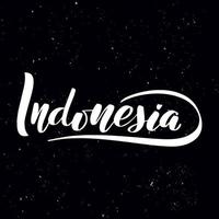 lavagna lavagna lettering indonesia. testo di calligrafia scritto a mano, gesso su una lavagna, illustrazione di riserva di vettore. saluti per logo, badge, icona. vettore