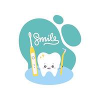 mese per l'igiene orale, illustrazione vettoriale piatta per la cura dei denti