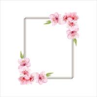 bordo floreale primaverile. cornice di fiori rosa di fiori di ciliegio, illustrazione di cornice vettoriale di rami di fiori, modello di confine di fiori di albero di fiori. rami di fiori di ciliegio rosa, boccioli su ramoscelli.