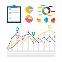 progettazione di elementi infografici, grafici a tre linee, diagramma, grafico, modello, concetto creativo per infografica, presentazione, progetto, elementi illustrativi per grafico aziendale o presentazione. vettore