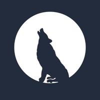 sagoma del lupo. logo lupo vettoriale. fauna selvatica, illustrazione del lupo selvatico, icona del lupo seduto vettore
