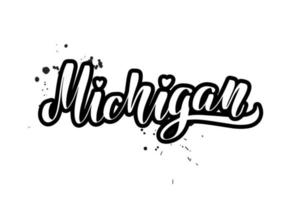 ispirazione scritta a mano pennello lettering michigan. illustrazione di calligrafia vettoriale isolata su sfondo bianco. tipografia per striscioni, distintivi, cartoline, magliette, stampe, poster.