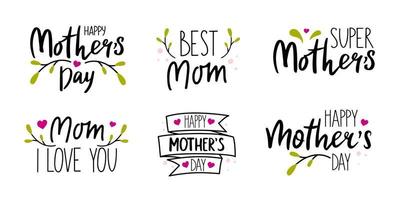 felice festa della mamma lettering set illustrazione vettoriale