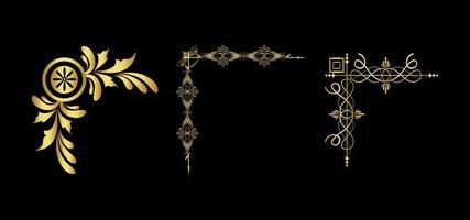 angoli calligrafici, cornici ed elementi di design in oro