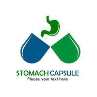 illustrazione del modello di logo della capsula dello stomaco. adatto per uso medico, farmaco, tablet, pillola, clinica, ospedale, farmacia, ecc vettore