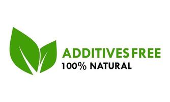 illustrazione del modello di progettazione logo gratuito di additivi. 100 per cento naturale vettore