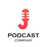 lettera j con illustrazione del modello di logo podcast. adatto per podcasting, internet, brand, musical, digital, entertainment, studio ecc vettore