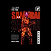 opera d'arte samurai con stile di design streetwear vettore