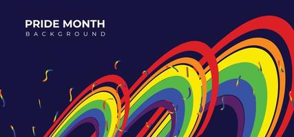 banner del mese dell'orgoglio, sfondo del mese dell'orgoglio sul concetto arcobaleno colorato del mese dell'orgoglio lgbt vettore