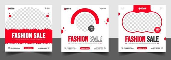 modello di progettazione di banner post sui social media di vendita di moda. sconto moda vendita social media post banner design con colore rosso. banner web di vendita di moda. vettore