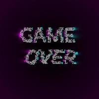 vettore game over frase in stile pixel art con effetto glitch vhs.