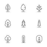 set di illustrazione del disegno vettoriale dell'albero. vettore dell'albero della natura in stile design piatto per elemento grafico di sfondo decorativo. semplice albero icona, logo, segno e simbolo illustrazione vettoriale.