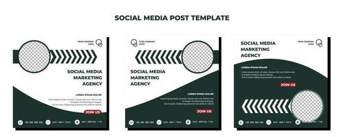 modello di post sui social media di vettore bianco verde, illustrazione di arte vettoriale e testo