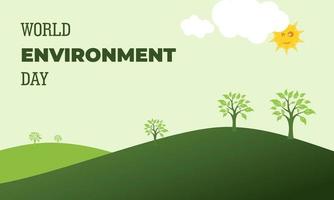 giornata mondiale dell'ambiente, disegno vettoriale verde, illustrazione vettoriale e testo