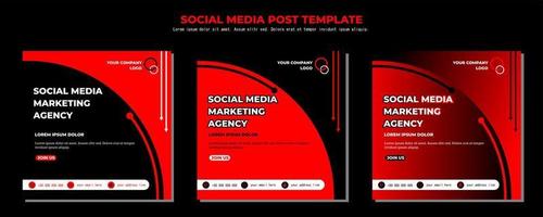 modello di post sui social media di vettore rosso nero, illustrazione di arte vettoriale e testo