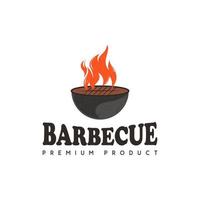 barbecue logo design, fuoco e grill. vettore