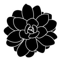 sagoma nera di succulenta. schizzo di fiori del deserto. pianta di disegno di contorno. succulento stile doodle.