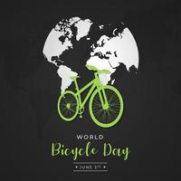 Giornata mondiale della bicicletta 3 marzo con mappe e silhouette di biciclette su sfondo isolato vettore