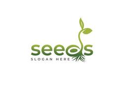 design del logo dei semi freschi verdi-design del logo del seme naturale vettore