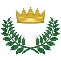 corona d'alloro disegno vettoriale con corona reale, corone ai vincitori