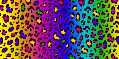 modello senza cuciture leopardo arcobaleno. stampa animalesca brillante. sfondo vettoriale al neon.