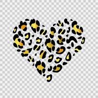 cuore d'oro leopardato su sfondo trasparente. perfetto per la progettazione di blog, banner, poster, moda, siti web, app, carte, tipografia. illustrazione vettoriale disegnata a mano