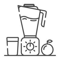 frullatore frullato arancione icona contorno.elettrodomestici da cucina.isolato su uno sfondo bianco.line arte illustrazione vettoriale. vettore