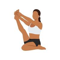 donna che fa esercizio krounchasana posa airone. illustrazione vettoriale piatta isolata su sfondo bianco