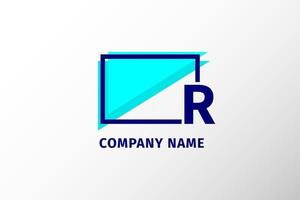 lettera cornice schermo r. logo aziendale moderno e distinto vettore
