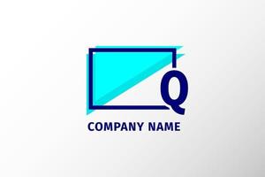 lettera cornice schermo q. logo aziendale moderno e distinto vettore