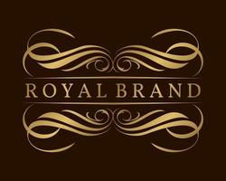 lussuoso modello di logo vintage stemma reale dorato per organizzatore di matrimoni, cure di bellezza, spa o boutique vettore