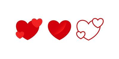 insieme di vettore di sangue rosso elegante a forma di cuore. elemento di San Valentino. segno d'amore