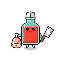 illustrazione del personaggio quadrato della bottiglia di veleno come macellaio vettore
