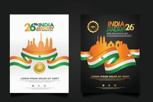 impostare poster promozioni india felice giorno della repubblica modello di sfondo vettore